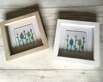 Fused Glass Flowers, Floral Wall Art, Glass Art, Millefiori Glass, Flower Picture, Floral Decor, Easter Gift, Flower Frame, Floral Art