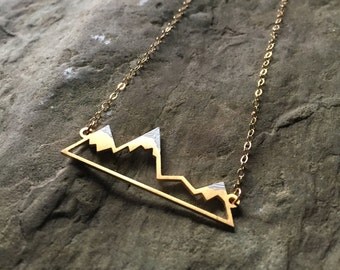 Gold Mountain Necklace, Snowy Mountain Necklace Mountain Jewelry Dainty Mountain Necklace Dainty Gold Necklace Gold Mountain Mountain Top
