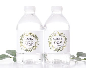 Wreath Wedding Water Bottle Labels - Wedding Favors - Need a different quantity? Click on the "choose total" tab to see all pricing