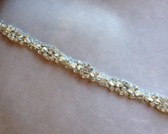 Thin Bridal Belt, Crystal Wedding Belt, Thin Wedding Sash~CUSTOM ORDER