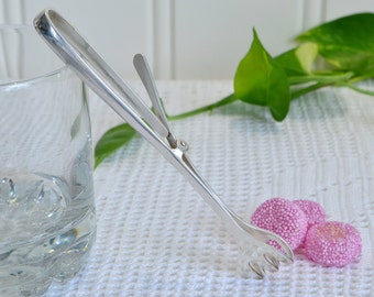 Slim olive , ice and sugar tongs , vintage Swedish silver plate server, table utensil