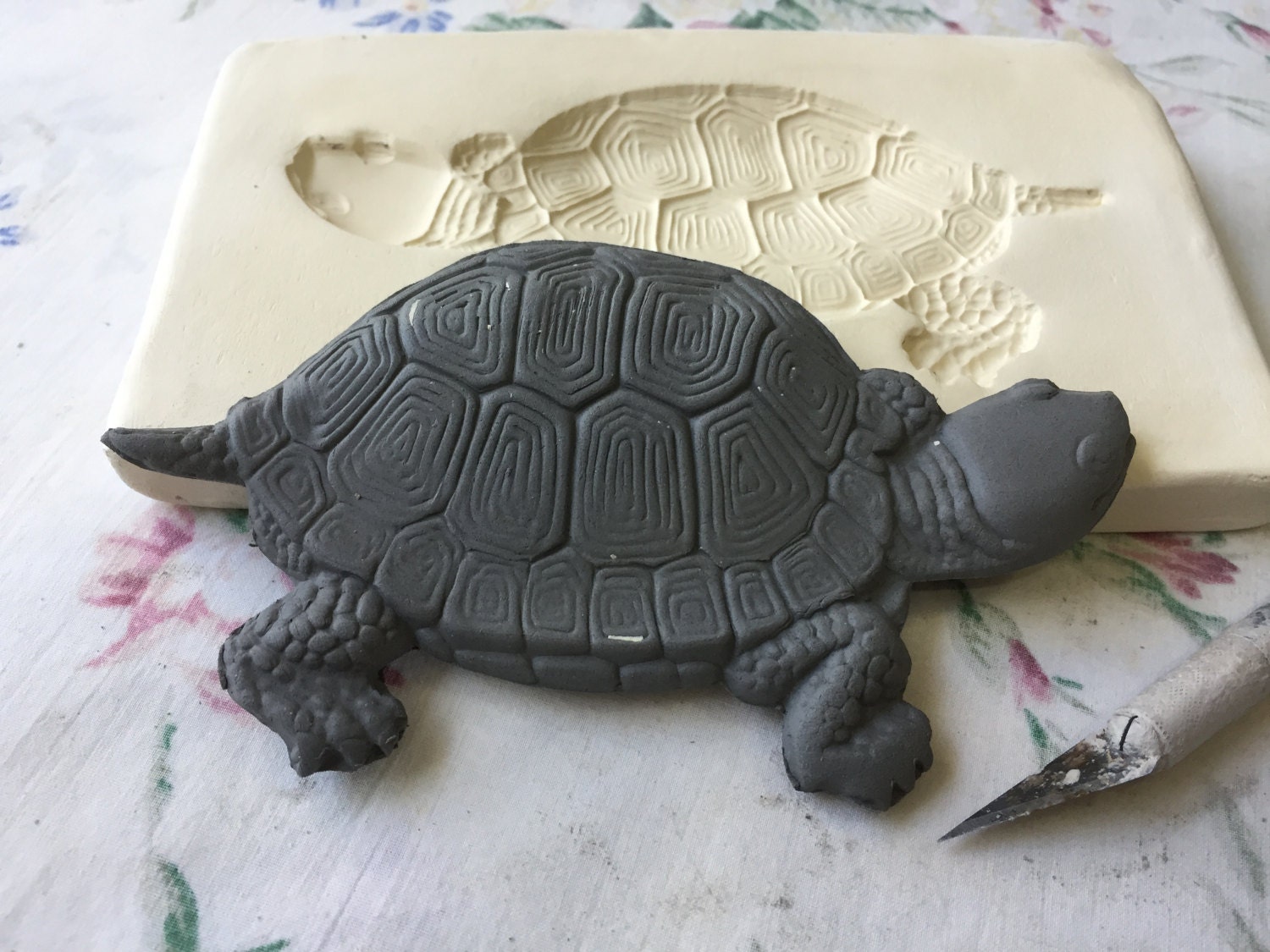 Clay Sprig Turtle Pottery Press Mold Relief Mold or Sprig Mold Bisque Clay Stamp for Ceramic 