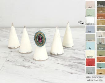 Ring Cone Displays Set of 5, Ring Holders, Wood Jewelry Displays, Ring Organizer, Retail Store Fixtures, Craft Show Booth Displays