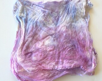 Silk Hankies (Mawata) to Spin or Knit - One-of-a-Kind Hand Painted Silk Hankies #6 - 8 grams