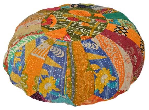 Vintage Kantha Patchwork Pouffe Cover Pouf Floor Cushion DV77