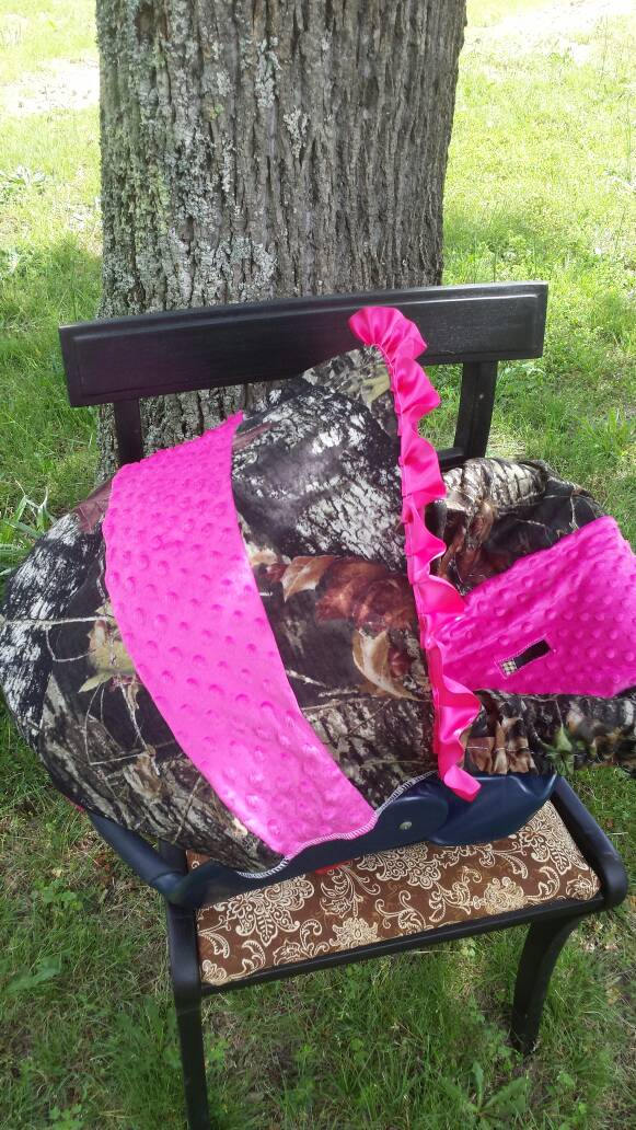 Mossy Oak Pink Minky baby car seat cover infant seat cover