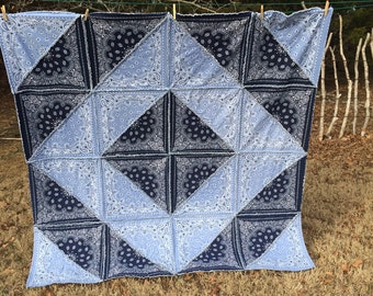 Bandana Quilt, Rag Quilt, Western Quilt, Country Quilt, Lap Quilt, Rustic Quilt, Tailgating Quilt, Picnic Quilt, Boho Quilt, Western Bedding