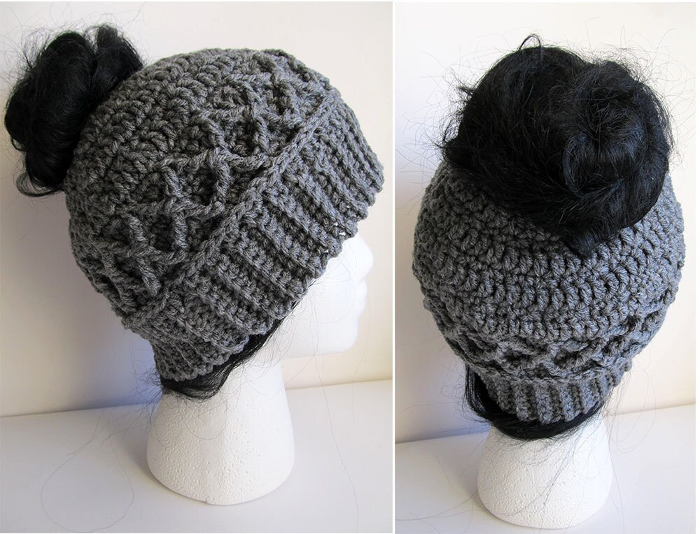 Messy Bun Hat CROCHET PATTERN - Pattern for Crochet 