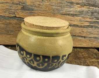 Ceramic Corktop Canister / Counter Storage / Pottery Cookie Jar