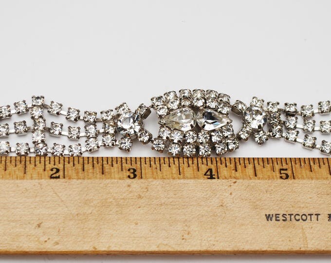 Rhinestone Bracelet - Bling glitz hollywood glamour - Clear Rhinestone crystal - Tennis bracelet