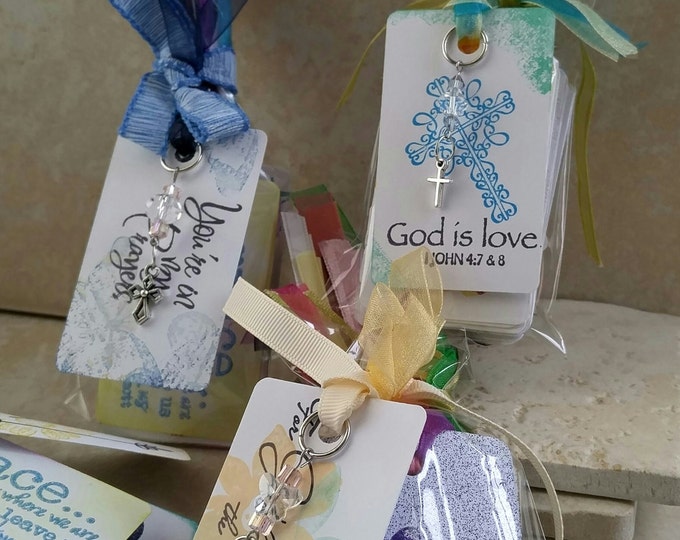 Christian gift tags w/ suncatcher CHRISTIAN Gift Hostess Gift Christian teacher Religious wedding Favors faith stocking stuffer