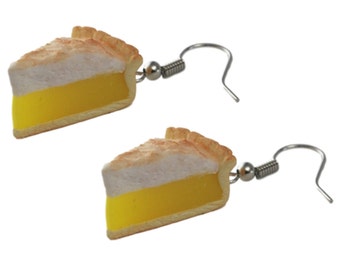 Lemon Meringue Pie Earrings - Food Jewelry, Kawaii Jewelry, Polymer Clay