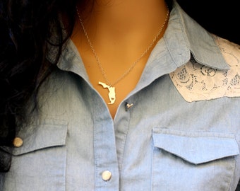 Personalized Florida necklace, Florida State necklace, Engraved Florida State, 14kt Gold Filled, Sterling Silver, Rose Gold
