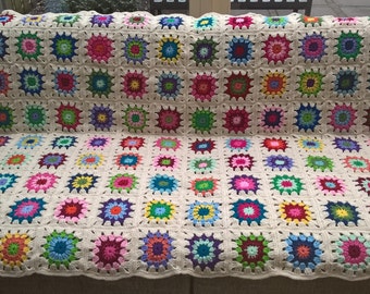 Crochet afghan crochet blanket handmade art deco kaleidoscope