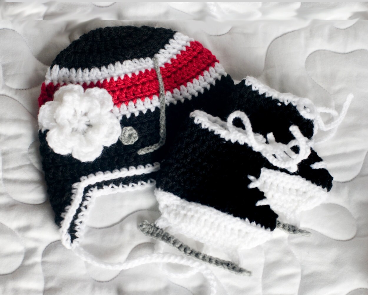 BABY HOCKEY HAT Black Red Hockey Baby Boy Hockey Baby Boy