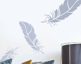 Feather stencil, wall art stencil, home wall décor, feather wall décor, decorating stencil, painting stencil, floral stencil, various sizes