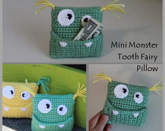 Mini Monster Tooth Fairy Pillow Crochet Pattern ... Instant Download