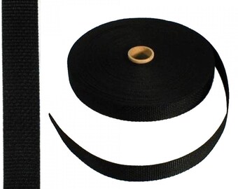 1" Polypro Webbing - Purse/Tote Straps Handles - Lyle Enterprises - Black Belting - Multi-Purpose - Sold by the Yard - Great with Vinyl Mesh