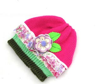 Pink hat for girl, Infant hats for girls, Baby hats for girls, Pink infant hat, Newborn pink hat, Knit baby hat, Baby hats