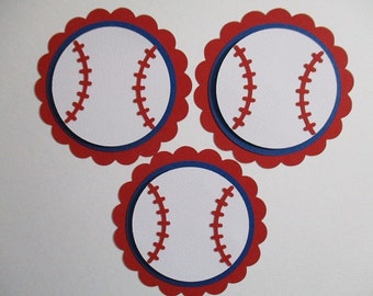 6 Baseball (3 size options) Sport Theme Decorations, Diecut Cutouts, for Centerpiece, Birthday Party, Diaper Cake, Baby Shower, Red Blue