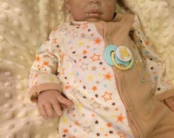 reborn baby boy Kaya sculpt by Eva Helland reborn artist Michele Bouille available for adoption with free shipping
