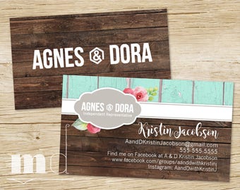 Agnes and Dora Business Card Rustic Wood, Custom Agnes & Dora Business Card, Small Business Marketing, Consultant Shabby Chic PRINTABLE