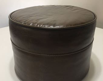 Vintage Vinyl Footstool in Chocolate
