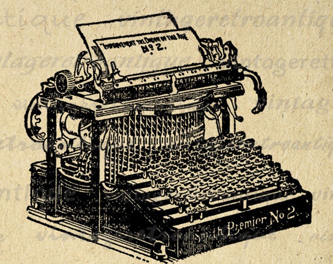 Digital Antique Typewriter Printable Image Graphic Download Artwork Vintage Clip Art Jpg Png Eps HQ 300dpi No.2175