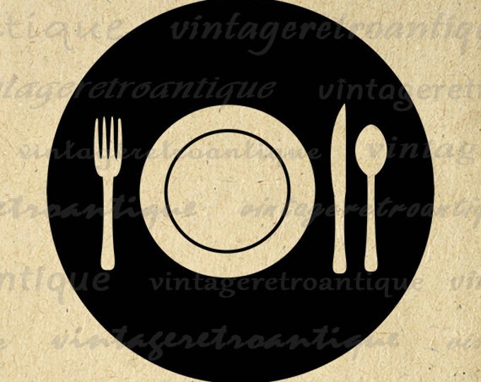 Printable Digital Plate Setting Illustration Image Download Graphic Antique Clip Art Jpg Png Eps HQ 300dpi No.1967