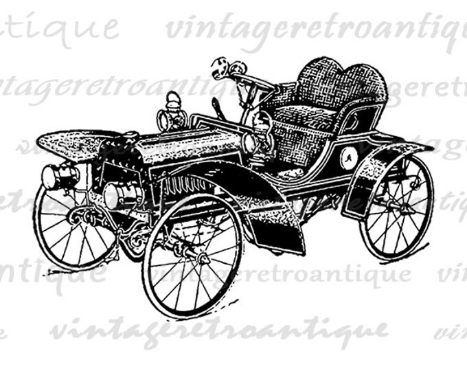 Antique Automobile Printable Digital Graphic Old Car Image Illustration Download Vintage Clip Art Jpg Png Eps HQ 300dpi No.1877