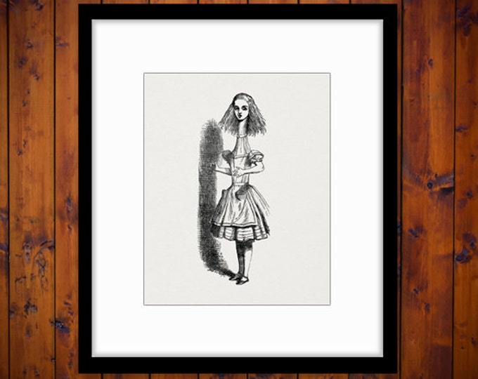 Digital Printable Alice Growing Tall Image Alice in Wonderland Graphic Download Antique Antique Clip Art Jpg Png Eps HQ 300dpi No.014