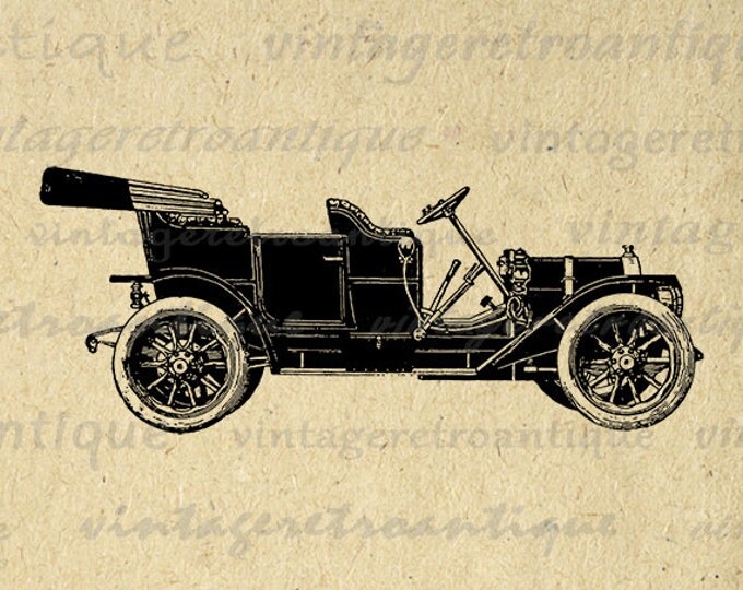 Digital Graphic Antique Car Download Automobile Printable Illustration Image Vintage Clip Art Jpg Png Eps HQ 300dpi No.3528