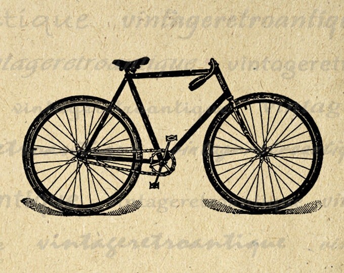 Printable Image Bicycle Download Illustrated Bike Digital Graphic Antique Clip Art Jpg Png Eps HQ 300dpi No.1476