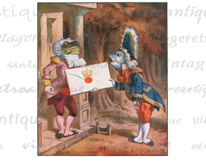 Printable Graphic The Fish Footman and Frog Footman Download Alice in Wonderland Digital Image HQ 300dpi No.2816