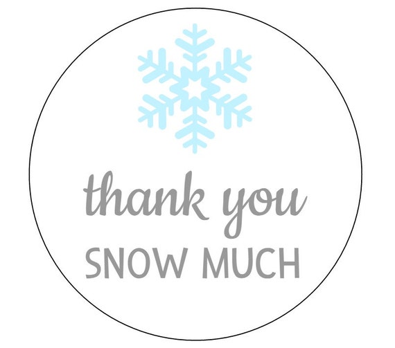 20 Thank You Snow Much Stickers, Winter Stickers, Snowflake Labels