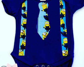Boy's Blue Minion Bodysuit, Custom Minion Bodysuit, Boys Minion Custom Shirts, Kids Minion Shirt, Custom Minion Tee-Shirt, Babies Minion Top