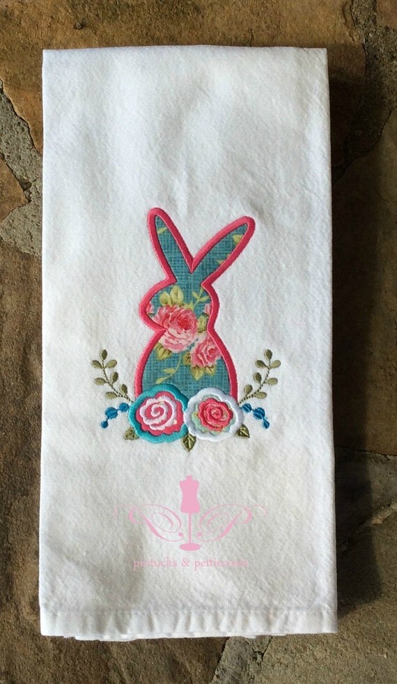 Easter Bunny Embroidered Towel Dish Towel Kitchen Towel