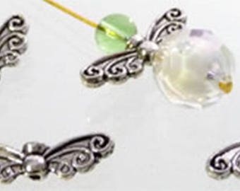 10 Silver butterflies, spacer beads 22 x 7 mm