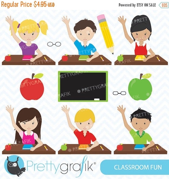 80% OFF SALE Classroom students clipart for scrapbooking, commercial use, vector graphics, digital clip art, images - CL550 Il_570xn