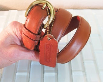 Coach Leather Belt Skinny Leather Belt Brass Buckle 26 - 30 inch small