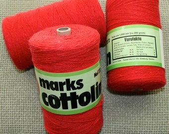 Swedish Cottolin, Weaving Yarn, Red, Coned Yarn