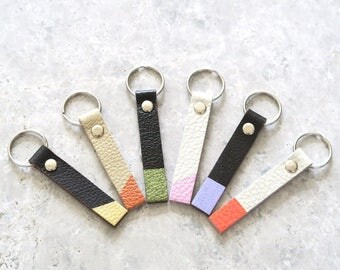 Leather Key Fob, Hand Painted Small Key Holder, Men's or Women's Gift