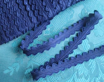 A dark blue scalloped vintage trim