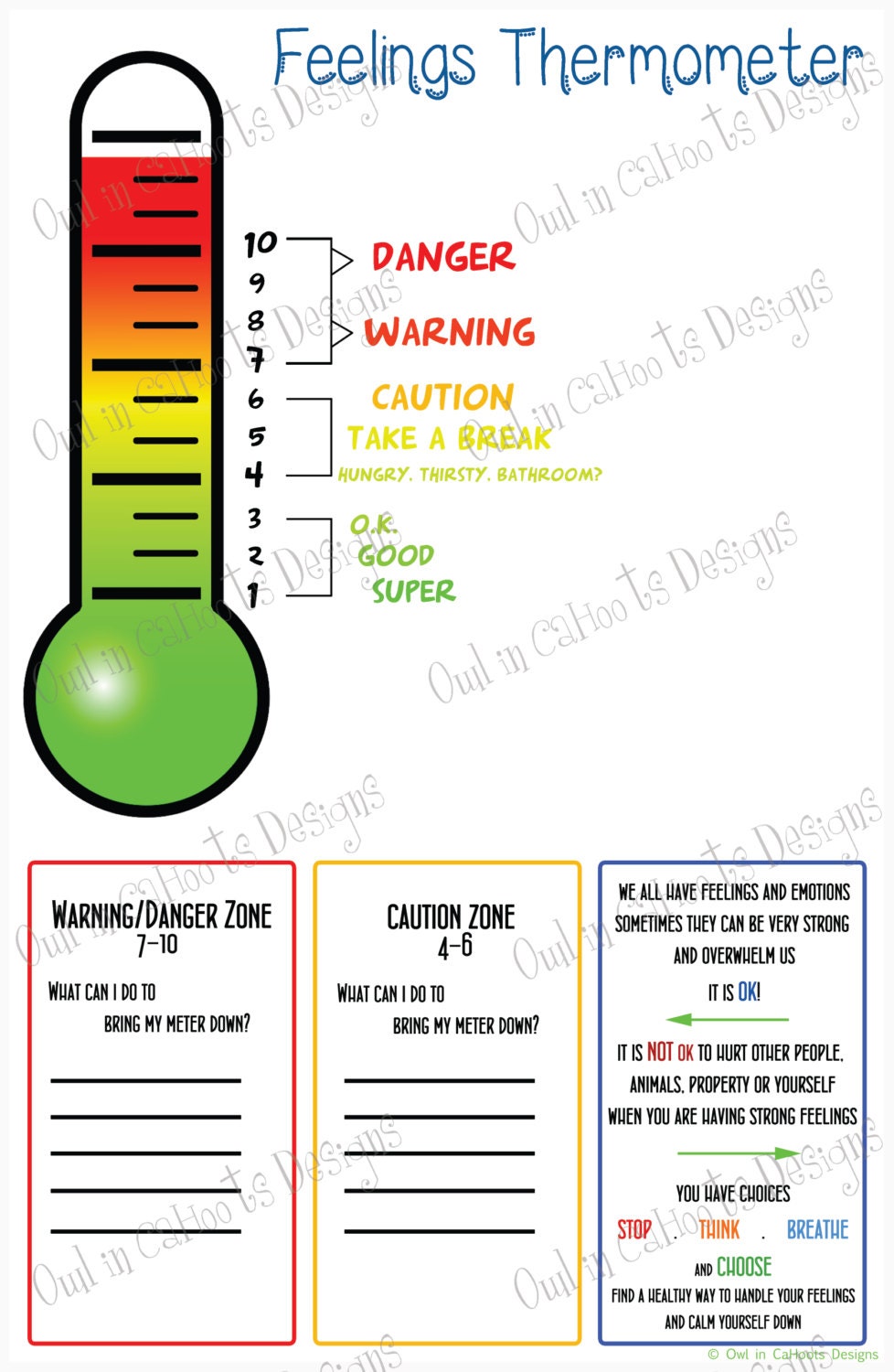 Feelings Thermometer chart-DIGITAL DOWNLOAD-behaviorvisual