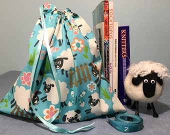 Sock Knitting Project Bag - Sheep Print