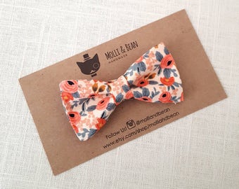 FREE U.S SHIPPING...Newborn Bow Tie, Toddler Bow Tie, Boys Bow Tie, Rifle Paper Peach Boys BowTie, Peach Floral BowTie, Men's Floral BowTie