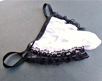 Sheer Sissy Briefs, Seamless Pouch Crossdresser Panties, SeeThru Pink/BlackSexy String, Men's and Plus Sizes, Free & Reduced Shipping