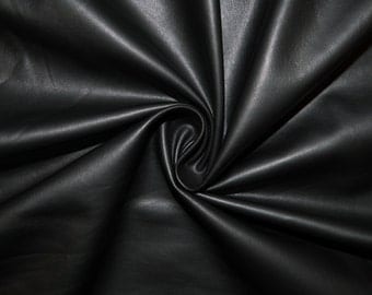 Black Matte Pleather Faux Leather Stretch Vinyl Polyester Lycra Spandex Medium Weight Apparel Craft Fabric 58"-60" Wide By The Yard