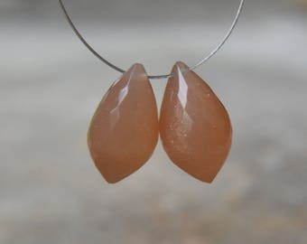 Peach Moonstone Briolette Pair Destash