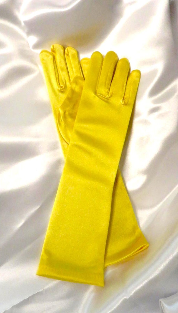 Princess Belle yellow satin gloves